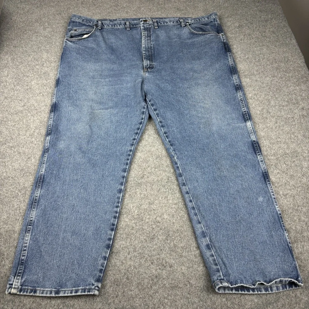 Wrangler Rugged Wear Jeans Mens 52x30 Straight Leg Big And Tall Blue Denim Rodeo